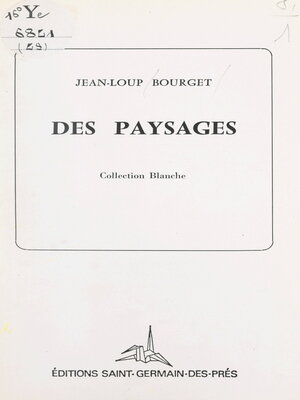 cover image of Des paysages